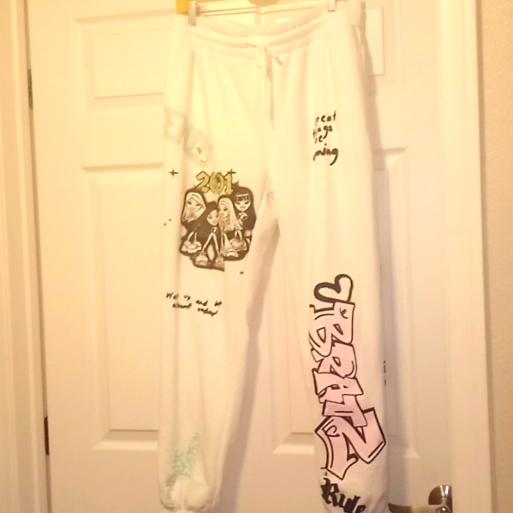VINTAGE WHITE 2001 BRATZ JOGGERS SWEAT PANTS XL NWT